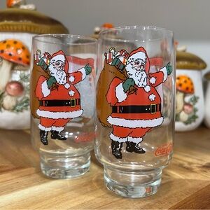 Coca Cola Santa Claus Holiday Glasses - Red, White, Black, Green